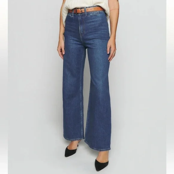 Reformation Thea High Rise Wide Leg Pants Jeans Dark Wash Size 27 Perfect! - Picture 1 of 7